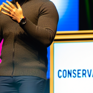 A motivational speaker sharing his insights on wellness and conservatism on stage